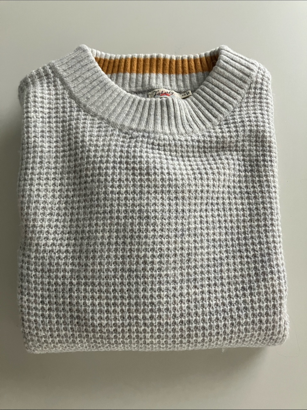 Faherty Light Gray Crewneck Sweater